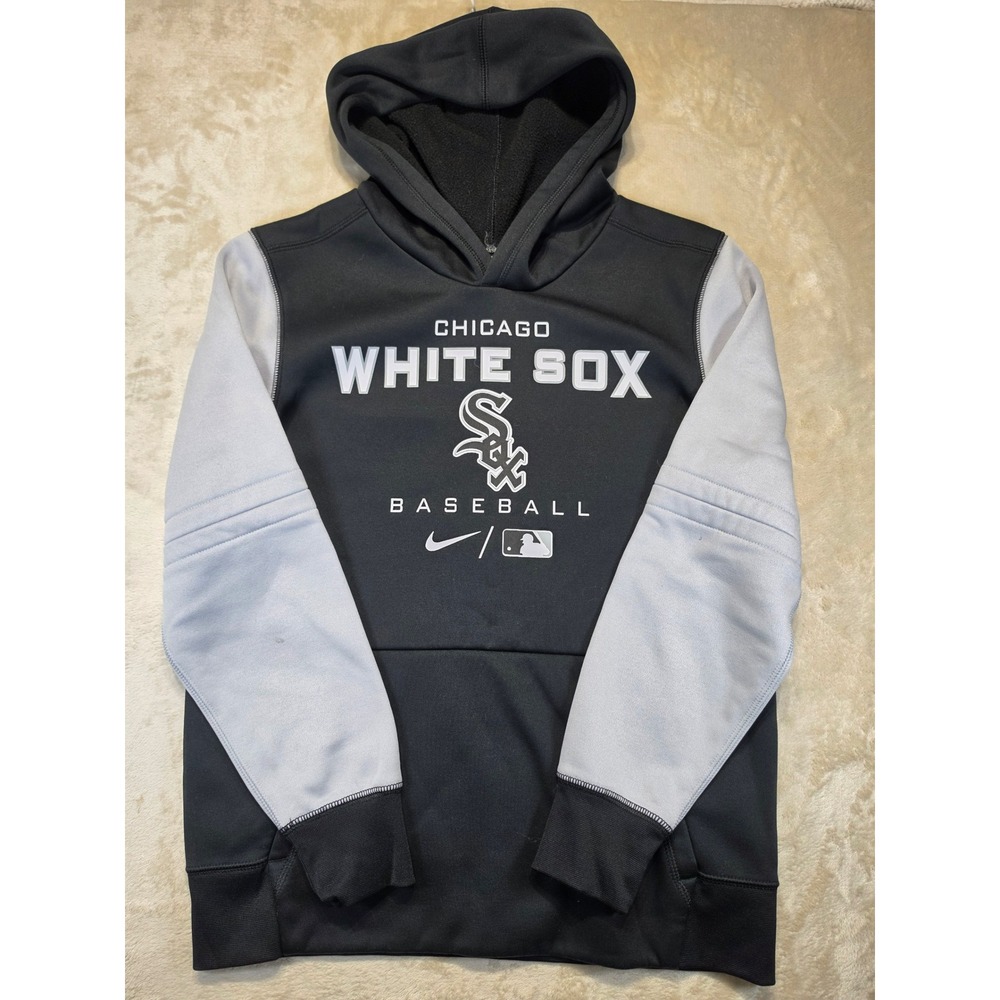Nike Chicago White Sox Therma-FIT Kids Hoodie Black Grey Baseball Size M 10/12